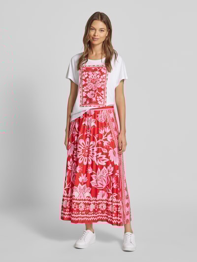 Oui T-shirt met motiefprint en ronde hals Wit - 1