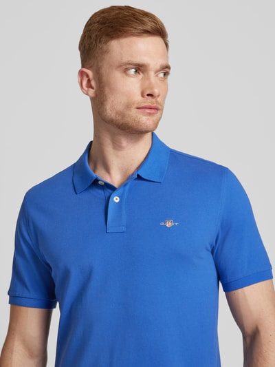 Gant Regular fit poloshirt met labelstitching, model 'SHIELD' Koningsblauw - 3