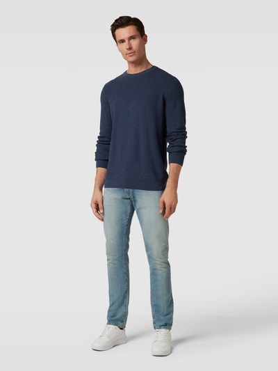 MCNEAL Gebreide pullover met ribboorden Marineblauw gemêleerd - 1