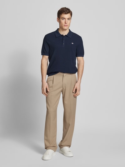 Gant Regular Fit Poloshirt mit Strukturmuster Marine 1