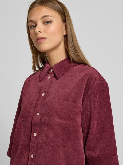 OPUS Bluzka koszulowa o kroju relaxed fit z kieszenią na piersi model ‘Faisa’ Bordowy 3