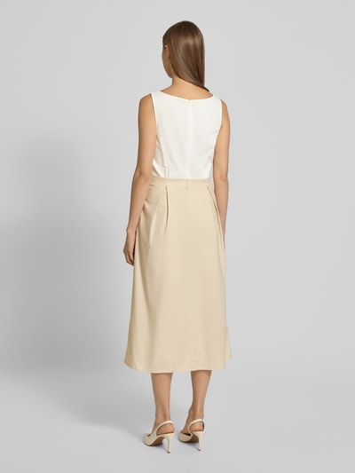 Zero Midikleid aus Viskose-Mix mit Kellerfalten Beige 5