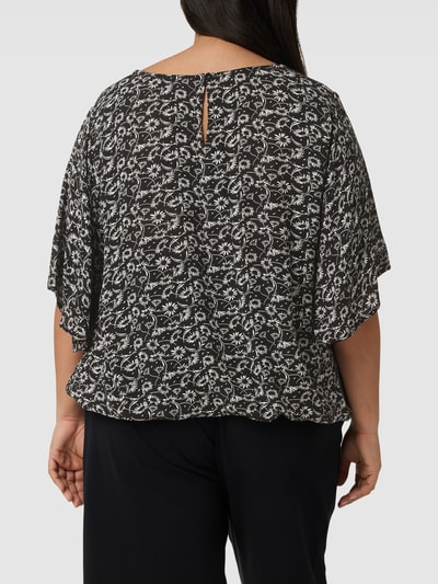 KAFFE Curve PLUS SIZE blouse met all-over motief, model 'Riona Ami' Zwart - 5