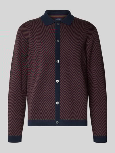 Christian Berg Men Regular fit gebreid jack met platte kraag Metallic rood - 2