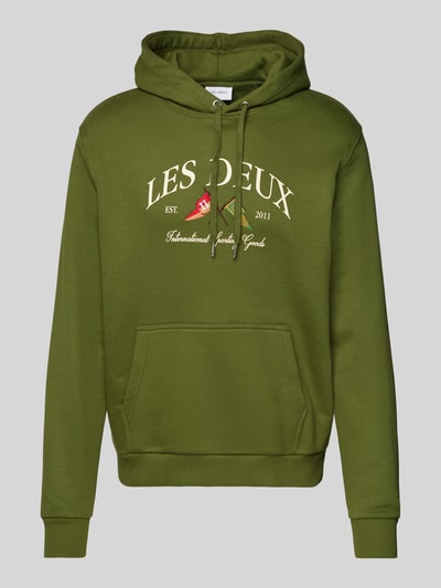 Les Deux Hoodie mit Logo-Stitching Modell 'Ivy' Khaki 2