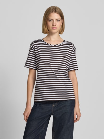 monari T-Shirt im Allover-Look mit Rundhalsausschnitt Dunkelbraun 4