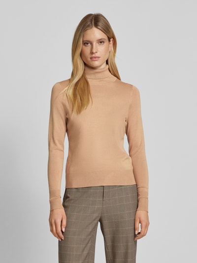 Christian Berg Woman Strickpullover mit gerippten Abschlüssen Camel Melange 4