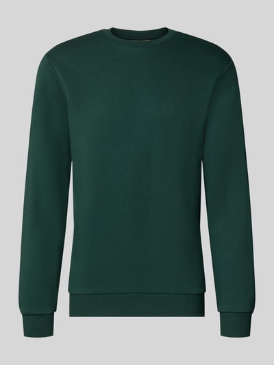 Produktfoto, Regular Fit Sweatshirt aus Baumwoll-Mix Modell 'CERES' von ONLY & SONS in dunklem Grün mit glatter Textur vor grauem Hintergrund.