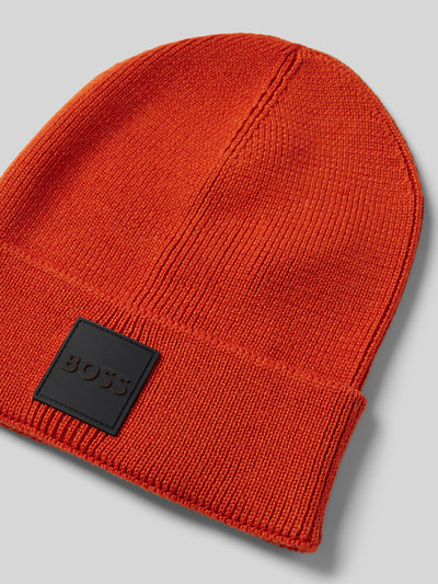 BOSS Czapka beanie z detalem z logo model ‘Foxxy’ Pomarańczowy 2