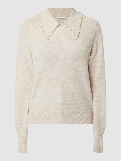 Only Pullover mit Zierperlen Modell 'Pearla' Beige 2