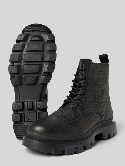 HUGO Schnürboots aus Leder mit Label-Details Modell 'Fabyan' Black 3