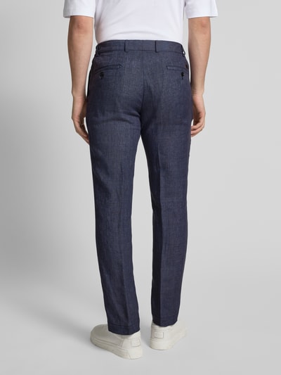 JOOP! Collection Slim fit linnen broek met elastische band, model 'Sake' Marineblauw - 5