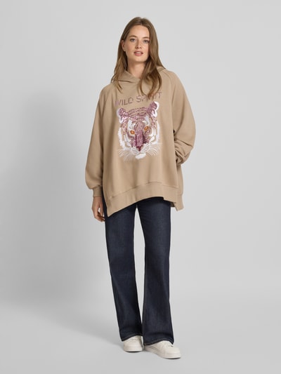 miss goodlife Oversized hoodie van puur katoen met motiefprint Zand - 1