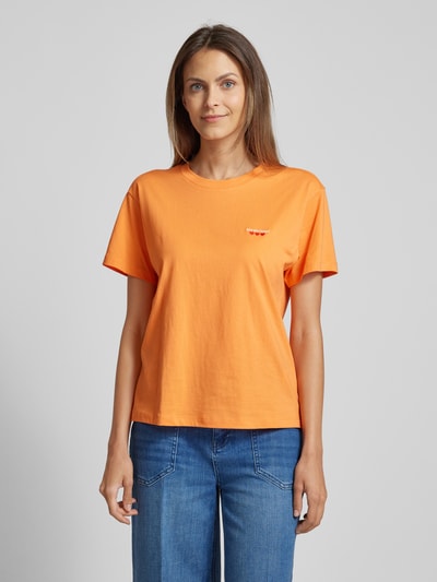 Jake*s Casual T-Shirt mit Statement-Stitching Apricot 4