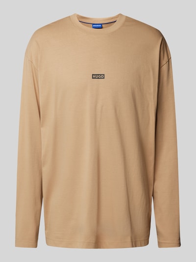 Hugo Blue Longsleeve mit Label-Print Modell 'Nichaboso' Beige 1