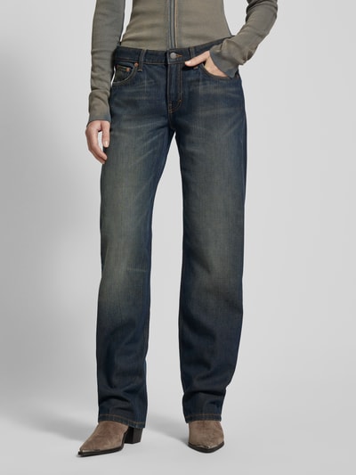 WEEKDAY Straight fit jeans met 5-pocketmodel, model 'Arrow' Donkerblauw - 4