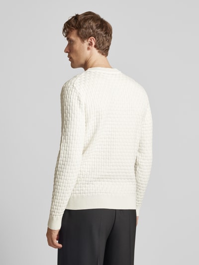 HUGO Gebreide pullover met structuurmotief, model 'Stubon' Offwhite - 5