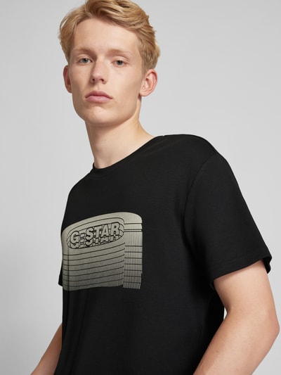 G-Star Raw T-shirt met geribde ronde hals Zwart - 3