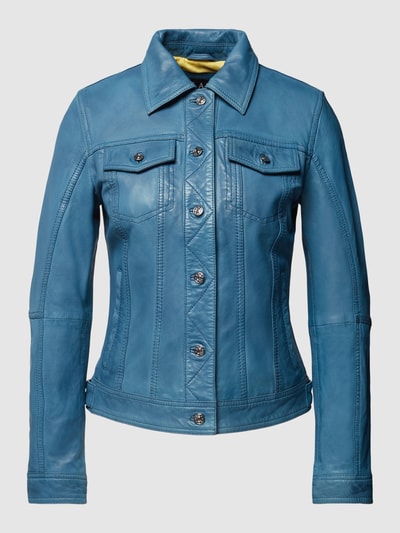 Jilani Leren jack met platte kraag Marineblauw - 2