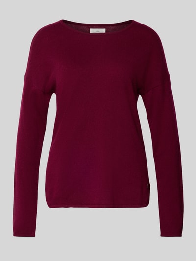 Fynch-Hatton Sweter z dzianiny z czystego kaszmiru z okrągłym dekoltem Bordowy 2