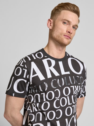 CARLO COLUCCI T-shirt met geribde ronde hals Zwart - 3