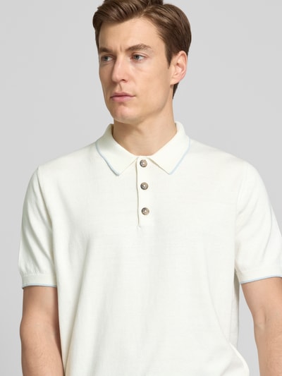 Fynch-Hatton Poloshirt mit kurzer Knopfleiste Offwhite 3