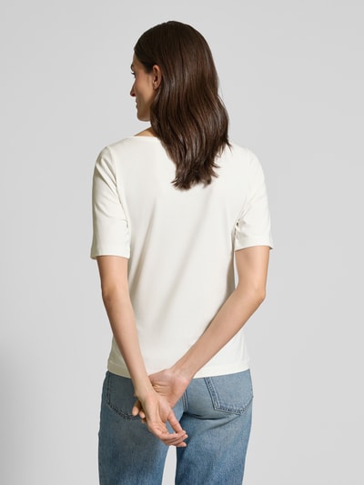 s.Oliver BLACK LABEL Regular Fit T-Shirt aus Baumwoll-Mix mit Schmucksteinen Offwhite 5