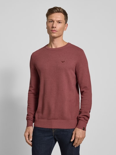 PME Legend Gebreide pullover met ronde hals en labelstitching Lichtrood - 4