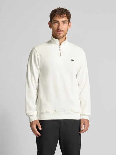 Lacoste Bluza z kołnierzem o kroju regular fit z czystej bawełny Złamany biały 4