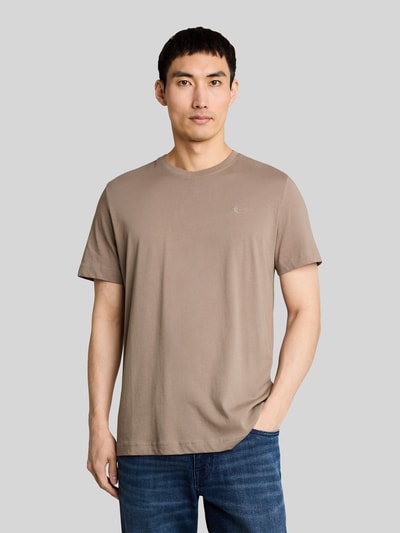 Tom Tailor Regular Fit T-Shirt aus reiner Baumwolle mit Logo-Stitching Taupe 4