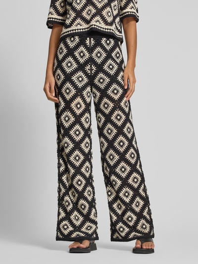 Jake*s Collection Stoffhose mit Häkelspitze und elastischem Bund Black 4