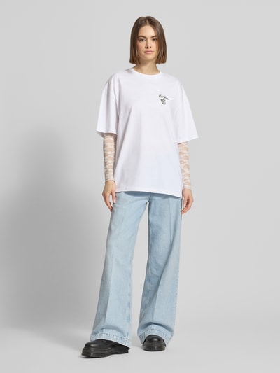 REVIEW Oversized T-Shirt mit Statement-Print Weiss 1