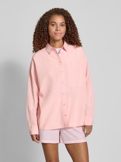 Review Regular fit overhemdblouse met linnen Roze - 4
