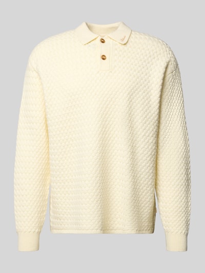 BLKVIS Strickpullover mit Polokragen Modell 'Script' Offwhite 2