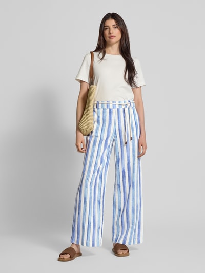 Christian Berg Woman Wide Leg Leinenhose mit Bindgegürtel Sky 1