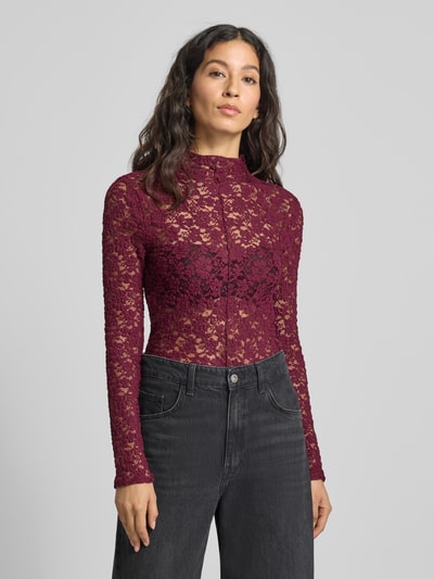 Mango Longsleeve mit Stehkragen Modell 'SELENA' Bordeaux 4