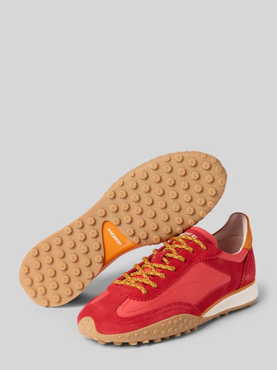 Productfoto, Sneaker met logo-detail model 'Bridge' van HOFF, dames sneaker in ledermix, afgeronde pasvorm, geprofileerde zool, rood-oranje tinten, vetersluiting, hakhoogte 3 cm, schachthoogte 8 cm, schachtwijdte 9 cm