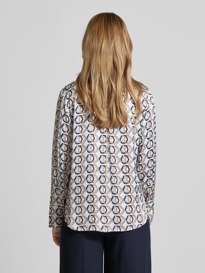 s.Oliver BLACK LABEL Regular fit blouse met lange mouwen, all-over motief en biezen Offwhite - 5