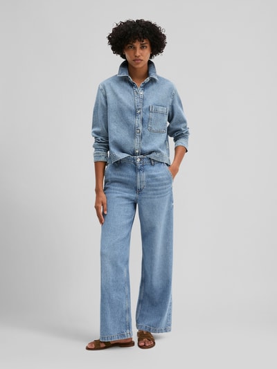 Marc O'Polo Relaxed Fit Jeansbluse mit Leinen-Anteil Ocean Melange 1
