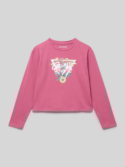 Guess Shirt met lange mouwen en labelprint Fuchsia - 1