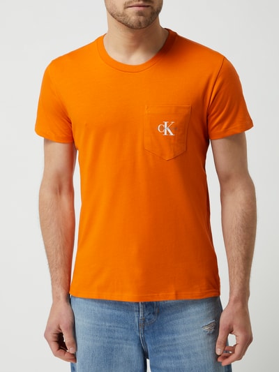 Calvin Klein Jeans T-shirt van biologisch katoen Donkeroranje - 4