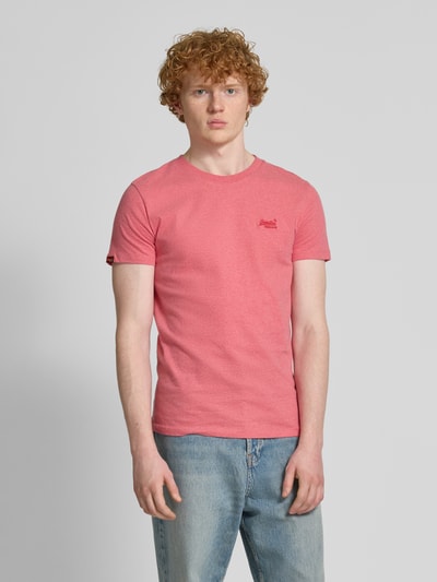 Superdry T-shirt met labelstitching Roze gemêleerd - 4