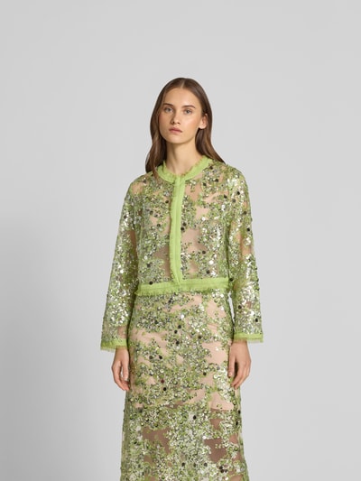 BAUM & PFERDGARTEN Cropped Jacke mit Ausfransungen Hellgruen 4