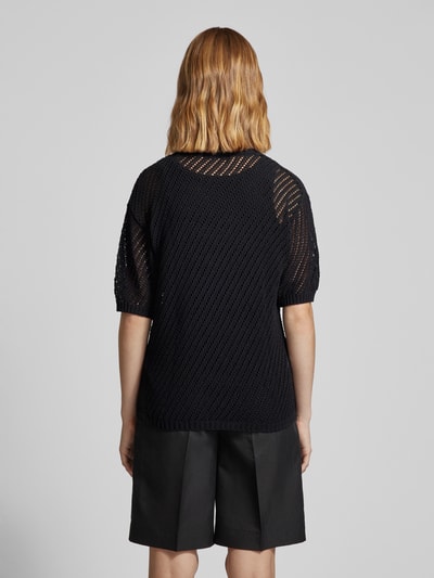 Mango Strickshirt mit Lochmuster Modell 'REUS' Black 5