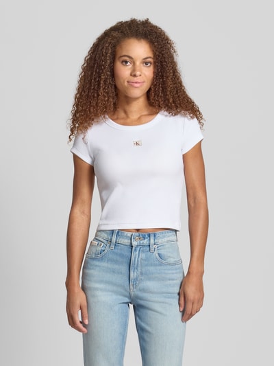 Calvin Klein Jeans T-Shirt mit Label-Badge Weiss 4