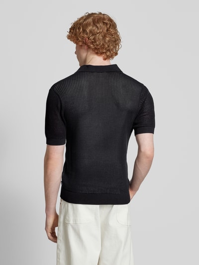 REVIEW Gebreid shirt met polokraag en V-hals Zwart - 5