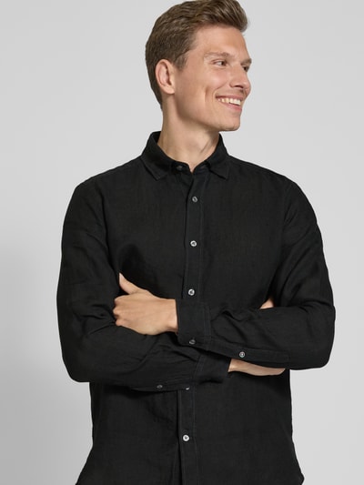 FIL NOIR Regular fit zakelijk overhemd met kentkraag, model 'ROMA' Zwart - 3