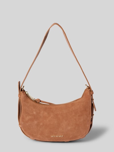 Hey Marly Leren handtas met labelapplicatie, model 'Lifetime Sister' Cognac - 3