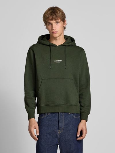 Jack & Jones Hoodie met labelprint, model 'SOHO' Donkergroen - 4