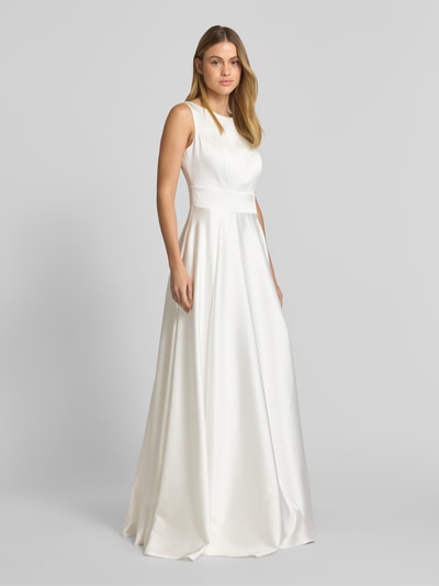 TROYDEN COLLECTION Avondjurk met stolpplooien Offwhite - 1